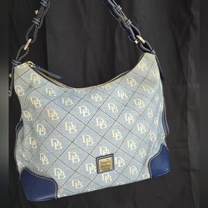 Dooney & Bourke Blue Canvas Hobo Shoulder Purse